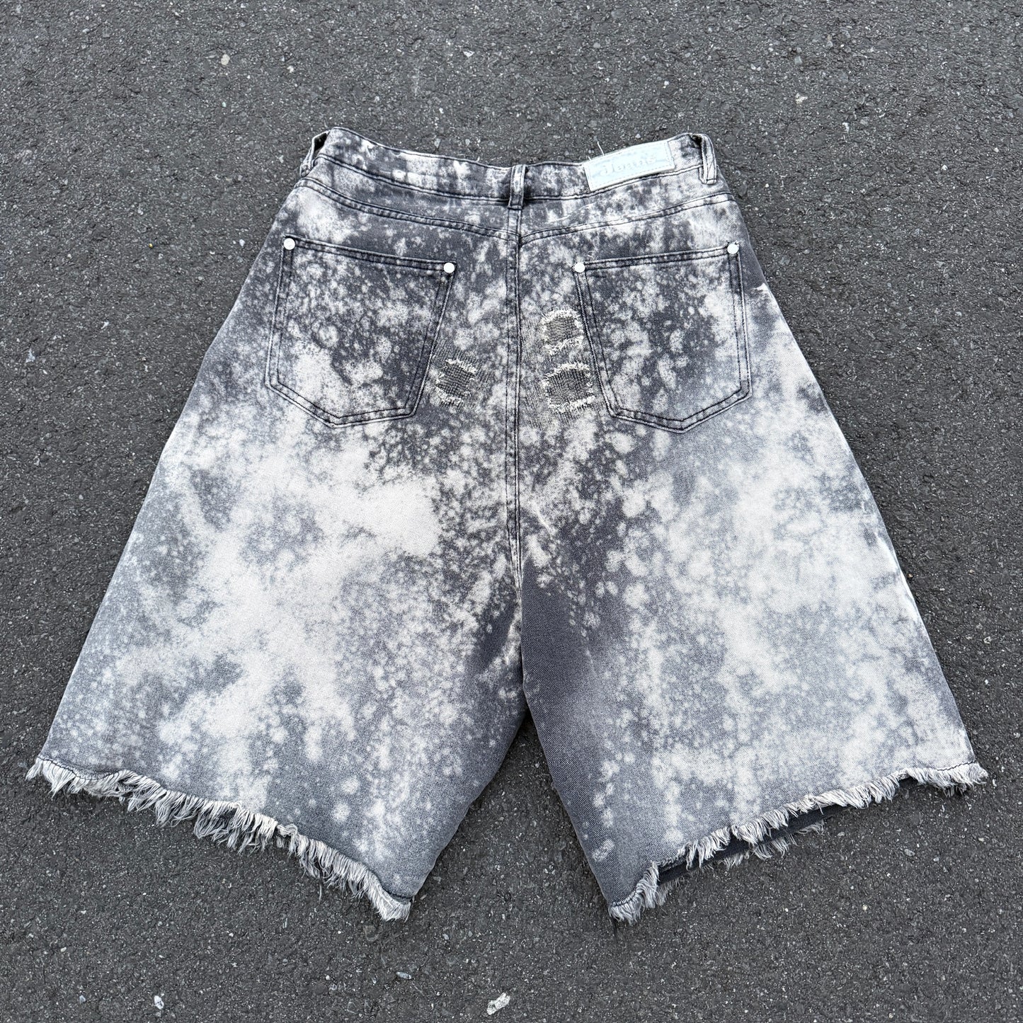 bleach art denim shorts