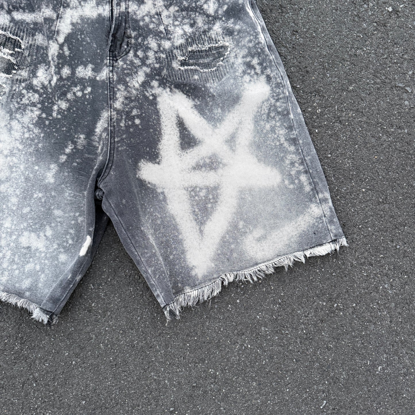 bleach art denim shorts