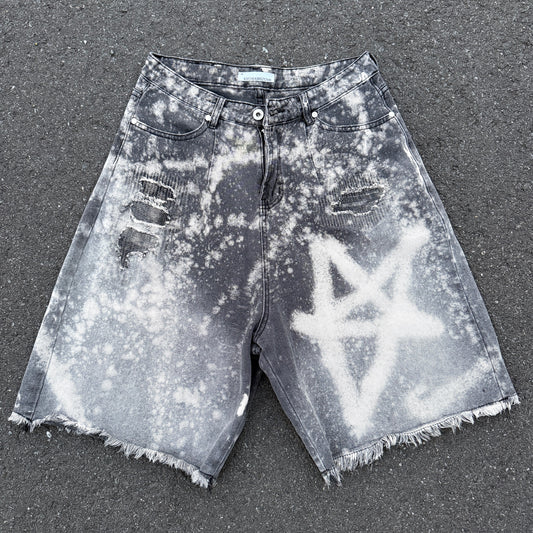 bleach art denim shorts