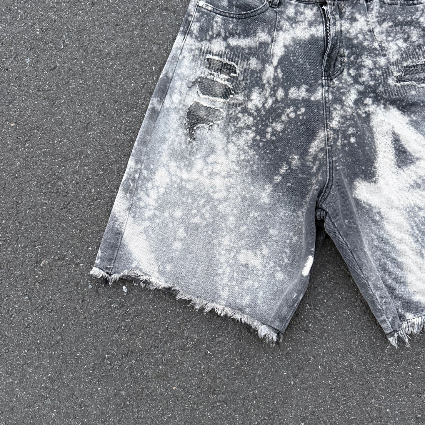 bleach art denim shorts